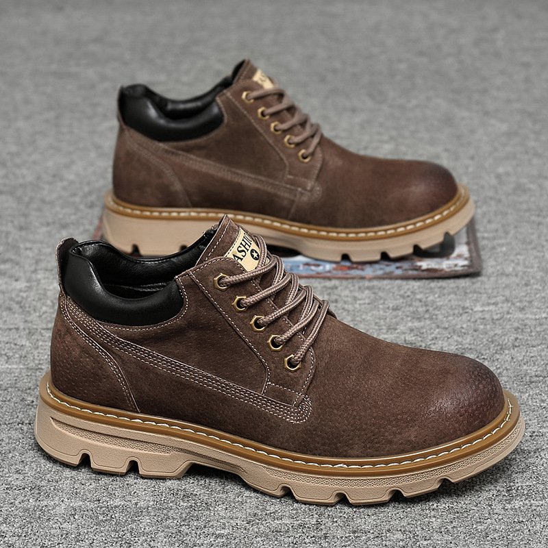 Men's leather Martin boots men's 2021 autumn and winter new rhubarb boots high-top men's shoes tooling leather boots men's trend