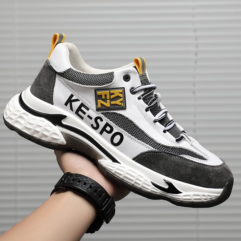 Super fire men's shoes, leather fashion casual trendy shoes, autumn men's sports shoes, thick soles, increased breathable mesh Super fire men's shoes, leather fashion casual trendy shoes, autumn men's sports shoes, thick soles, increased breathable mesh